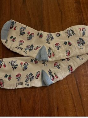 J. Crew White No-Show Socks with Blue and Pink Floral Print